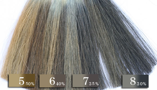 ヘナとインディゴの比率と白髪の染まり色チャート・茶髪から黒髪